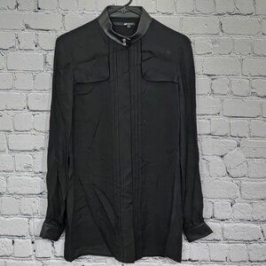 2/$50 NWOT Jay Godfrey Black Sheer Silk Button-Front Blouse Size 6